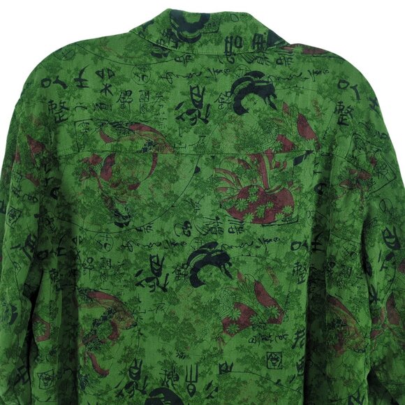 Vintage Tianello Green Womens Blouse XS 100% Tencel Button Front Asian Inspired - Picture 5 of 16